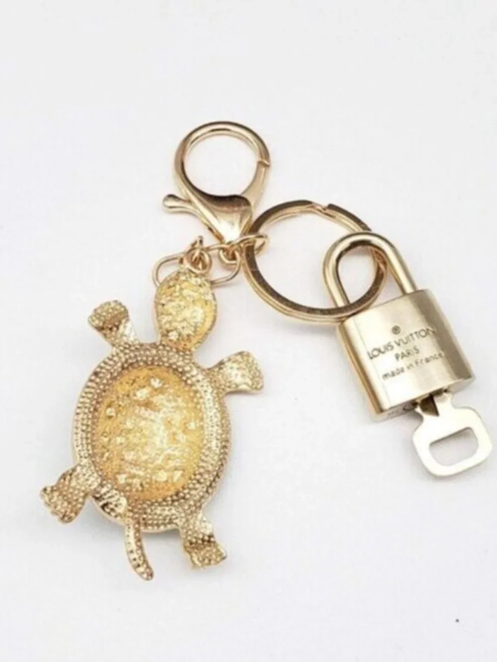 Louis Vuitton Authentic Gold Lock 🔒 Unbranded Turtle Keychain Charm for Bags